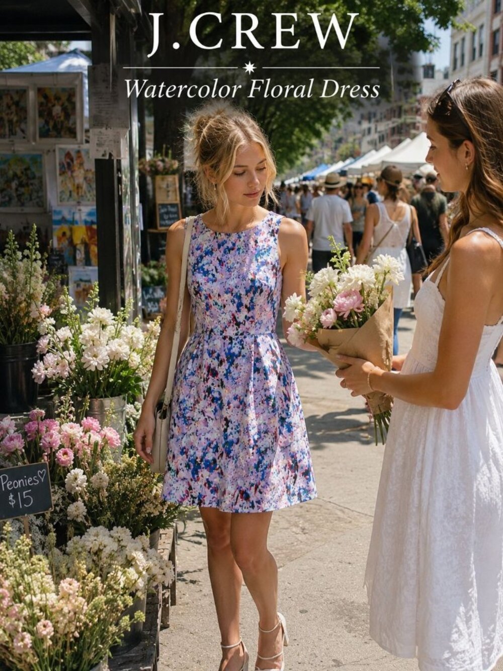 J.Crew Watercolor Floral Fit Flare Dress Sz 6 Lavender Blue A-Line Feminine